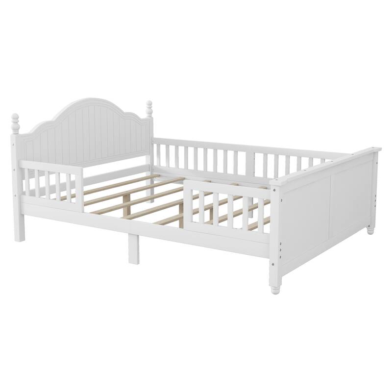 Full Size Bed For Kids, Wood Full Platform Bed with Headboard and Footboard, White