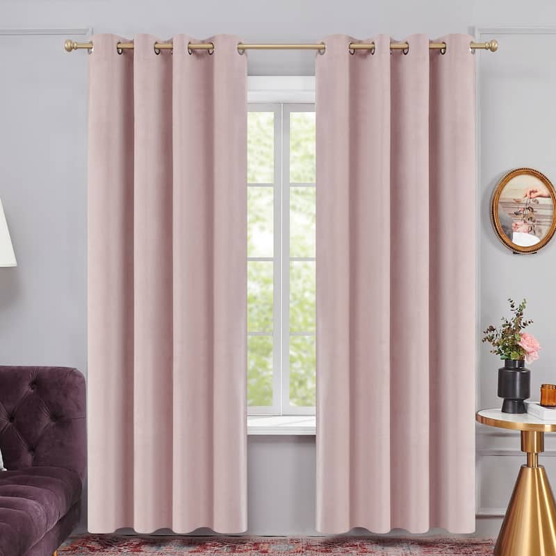 Deconovo Velvet Blackout Curtains, 2 Panels, Thermal Insulated