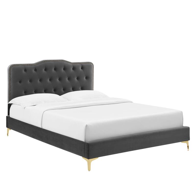 Amber Tufted Performance Velvet Twin Platform Bed