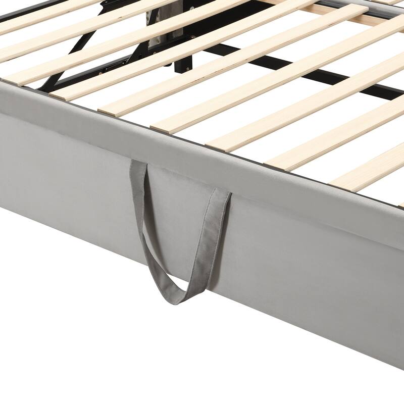 Gray Twin Upholstered Daybed with Pop-Up Trundle, Converts to King Size