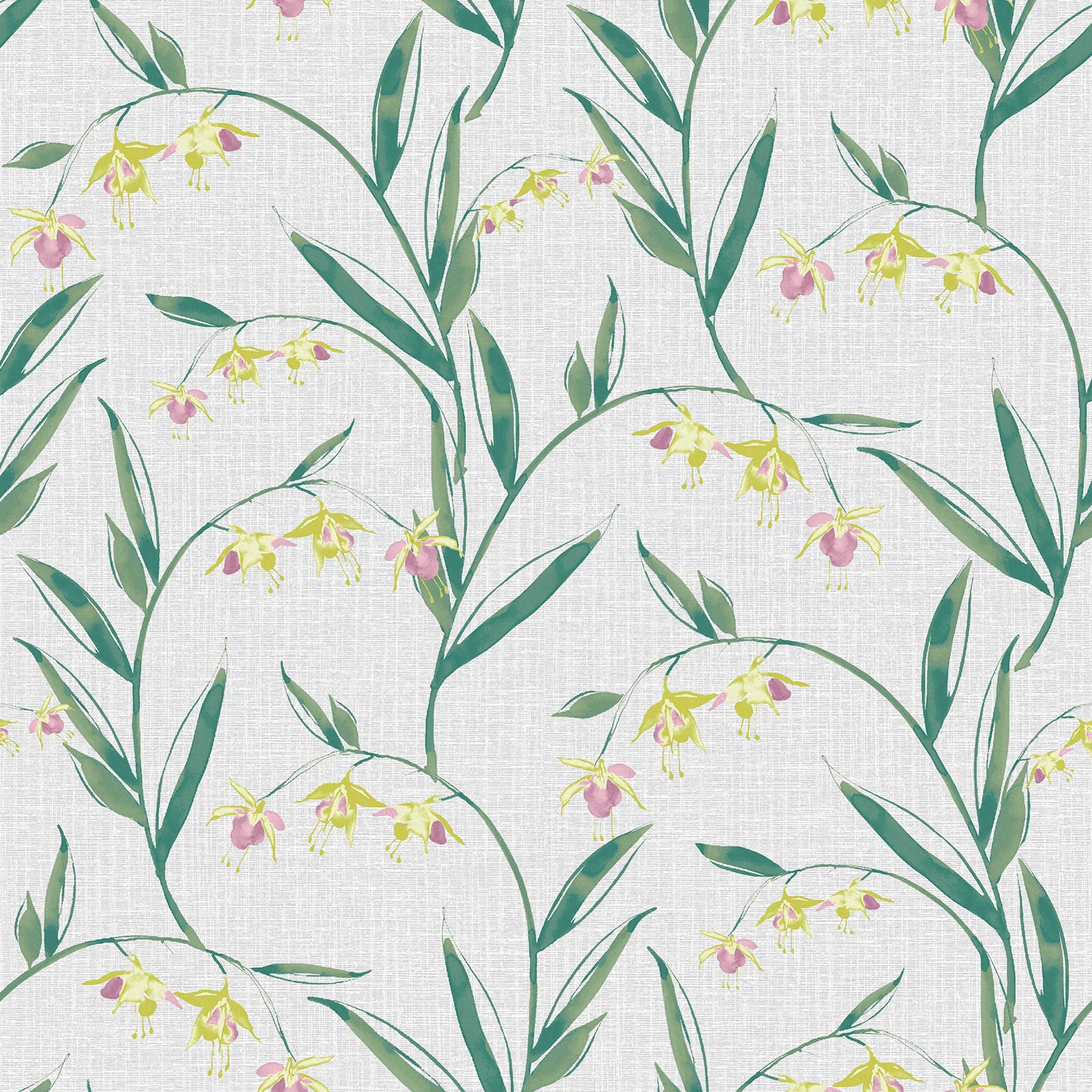 Laura Ashley Fulwell Fuchsia Pale Slate Grey Wallpaper