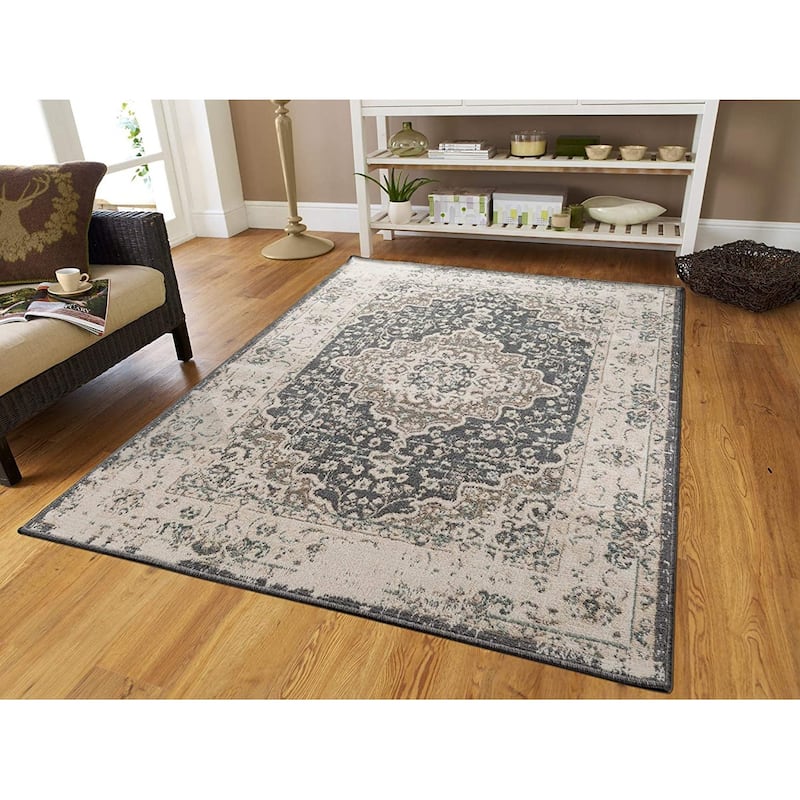 Copper Grove Tsarevo Distressed Medallion Area Rug - 8'x11' - Grey