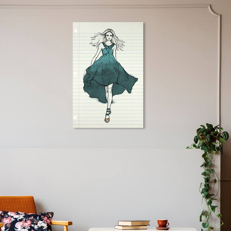 Wynwood Studio Canvas Fashion and Glam Runway Letter Teal - CUSTOM Blue and Teal Modern & Contemporary Wall Art Canvas Print - 30 x 20