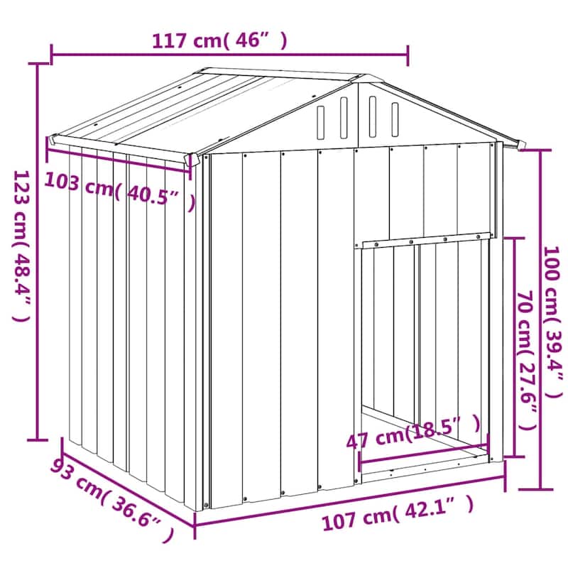 vidaXL Dog House with Roof Outdoor Dog Kennel Animal House Galvanized Steel