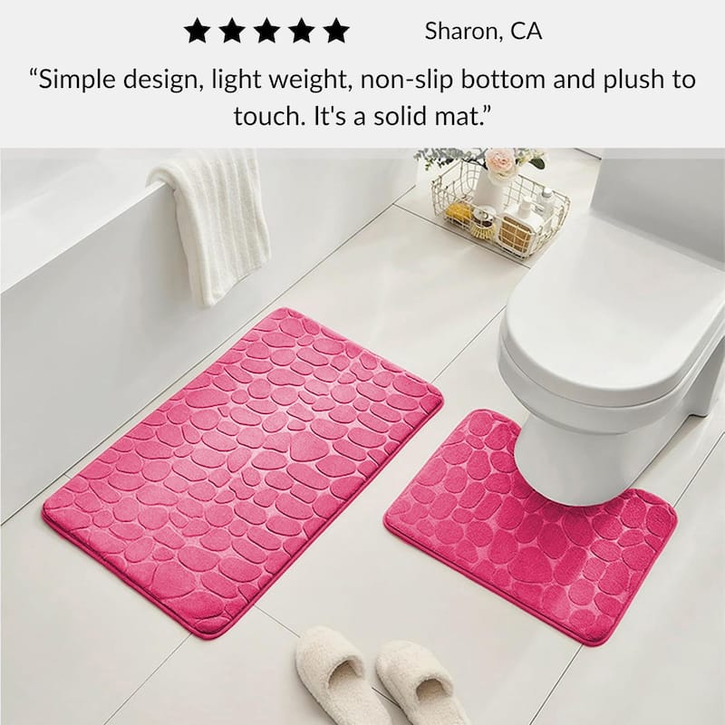 Memory Foam Contour Bath Mat Pebble Design 18x20