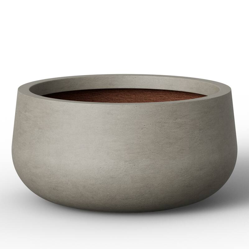 Enhanced Interior Round Concrete Plant Pot/Planter - 14.5 x 8 in - Stone Gray(Enhanced Interior)