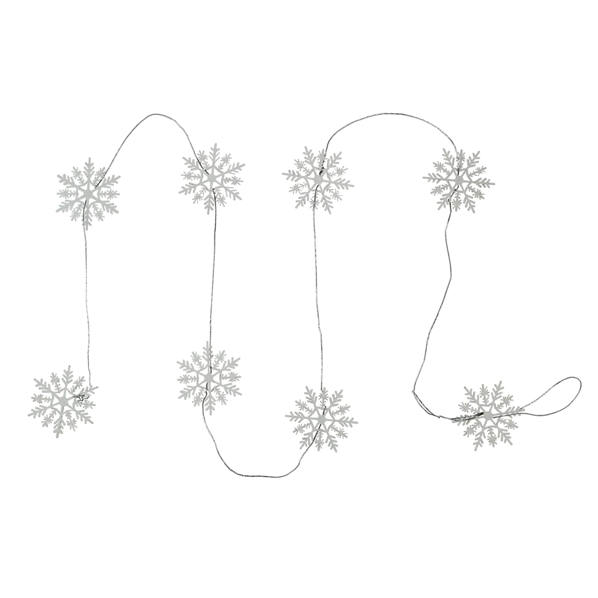 5' White Glitter Dusted Wooden Snowflake Christmas Garland