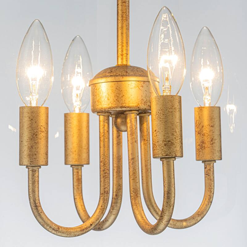 4 - Light Farmhouse Lantern Glass Drum Chandelier for Entryway