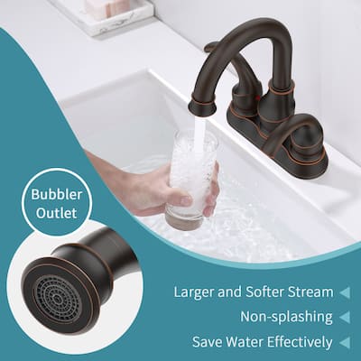 Modern 2 Handle 360 Degree Swivel Bathroom Vanity Sink Faucet with Pop Up Drain and Water Supply Hose, Aerator, Water Saving
