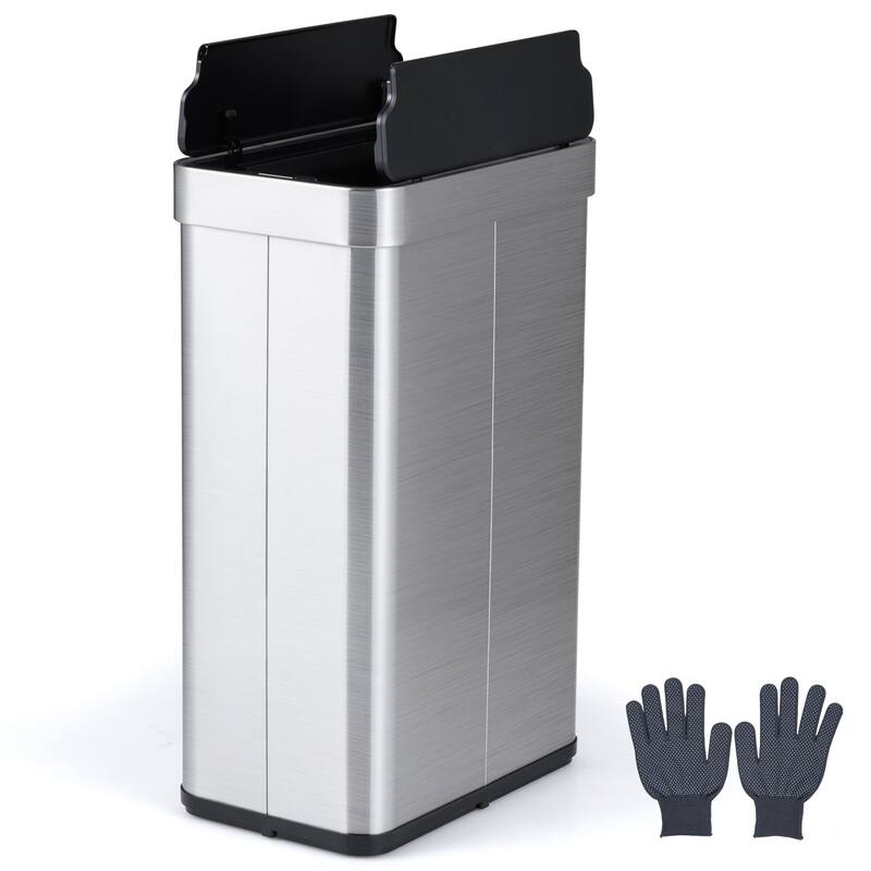 Gymax 16 Gallon Trash Can w/Wing Lids for Bedroom Bathroom Kitchen