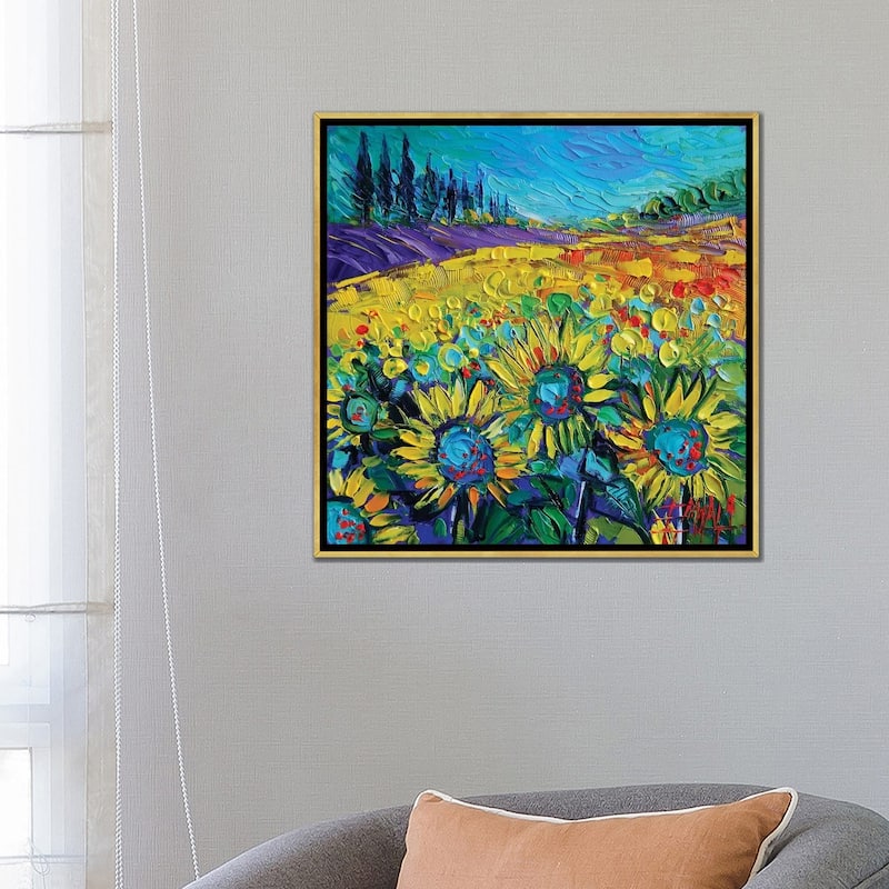 iCanvas "Happy Tournesols" by Mona Edulesco Framed Canvas Print