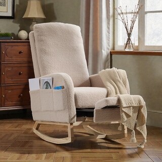 Rocking Chair with Footrest, Accent Chair, Solid Wood Legs Nursery ...