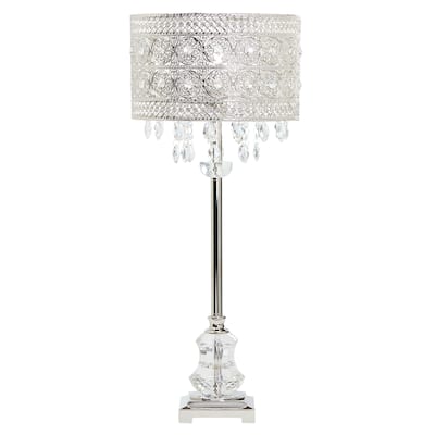 Silver Orchid Brielle Polished Nickel and Crystal 1-light Buffet Table Lamp - 12.2"L x 12.2"W x 28.75"H