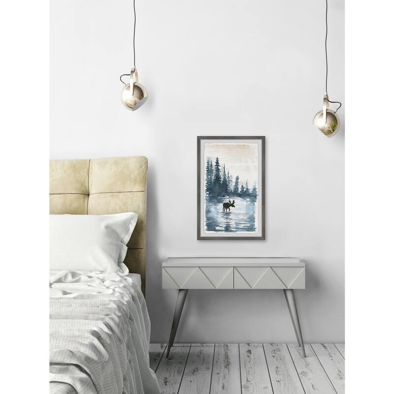 Crossing the Lake Framed Wall Art, Scenic Beauty - A Captivating Landscape for Your Walls