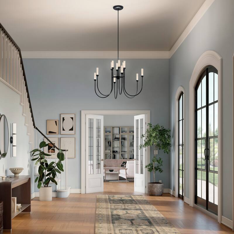 Moraine 40 Inch LED 12 Light 2-Tier Chandelier in Black