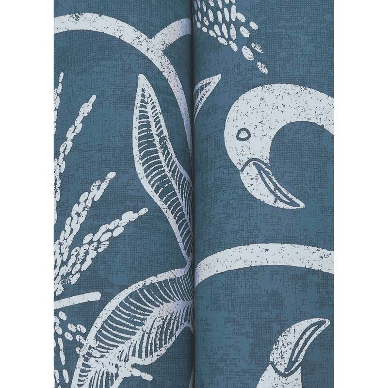 A-Street Prints Biscayne Navy Flamingo Beach Wallpaper