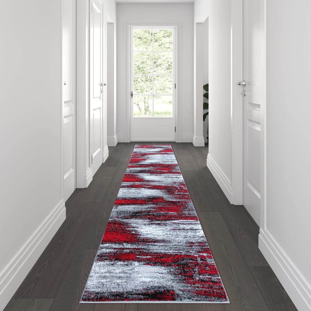 Abstract Style Accent Area Rug - Scraped Pattern
