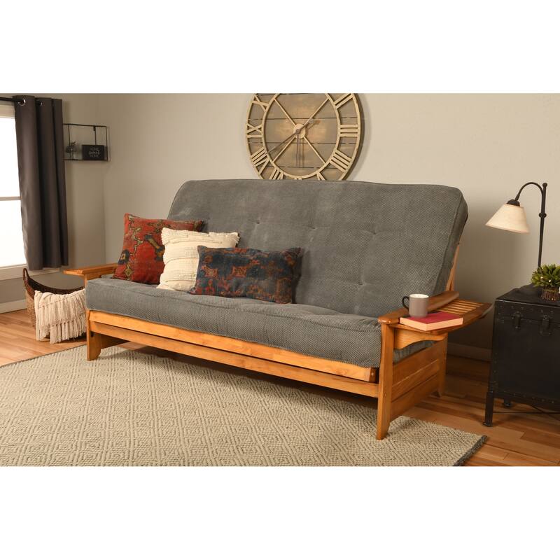 Somette Phoenix Queen-size Futon Set in Butternut Finish with Marmont Mattress