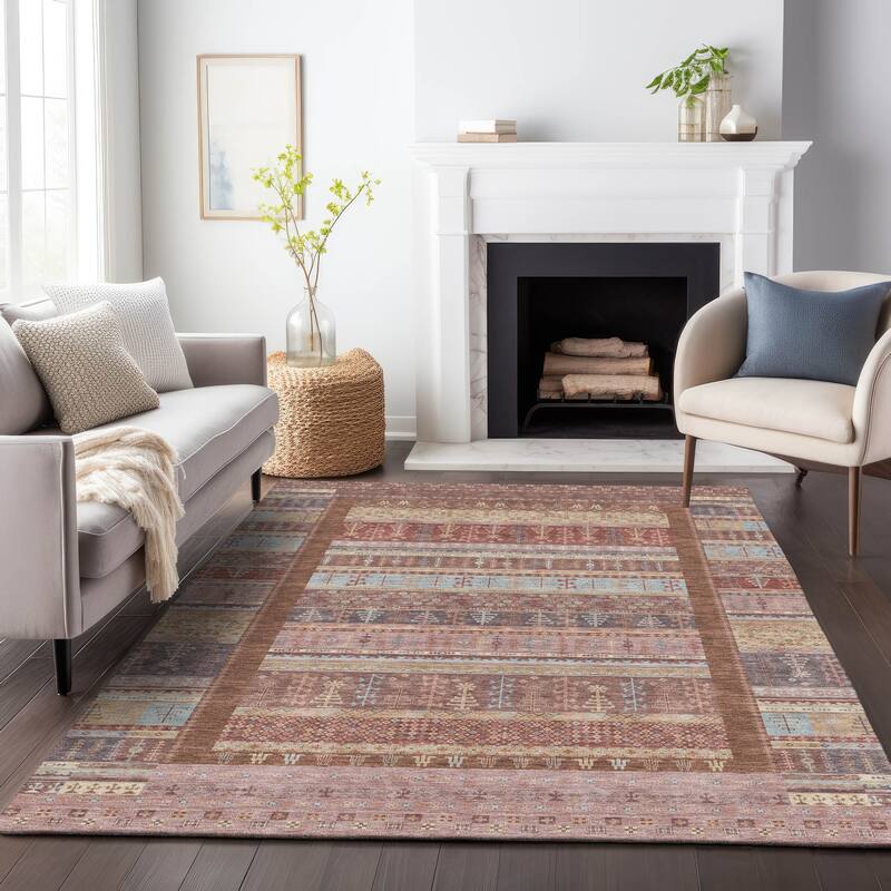 Machine Washable Indoor/Outdoor Global Kilim Chantille Rug