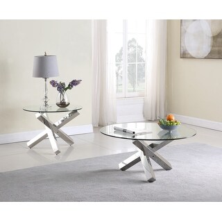 Somette 35" Round Glass Top Cocktail Table