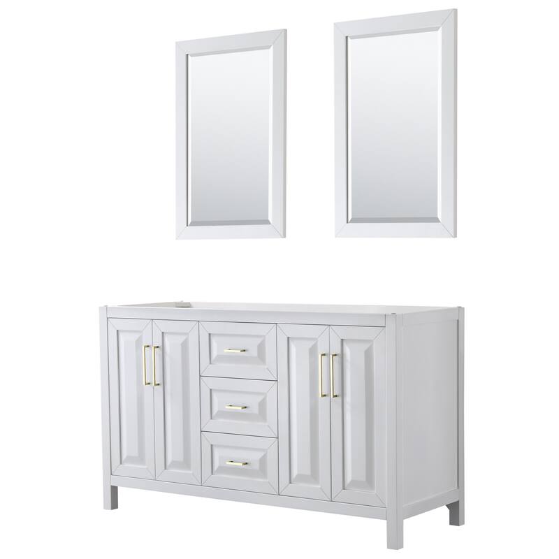 Wyndham Collection Daria 59" Double Free Standing Vanity Cabinet - - White / Brushed Gold Hardware
