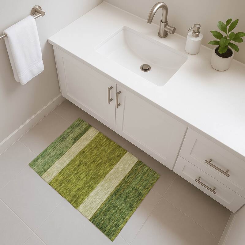 Premium Washable Super Soft Ombre Gabbeh Mayfield Rug - Olive - 1'8" x 2'6"