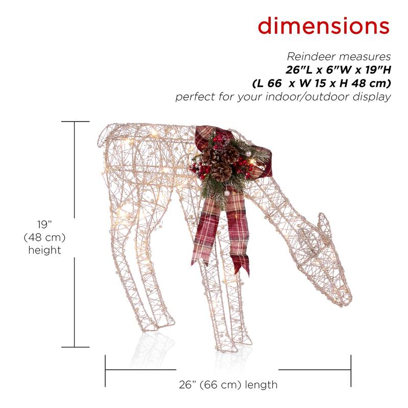 Alpine Corporation Gold Wire Grazing Doe Decor with Warm White LED Lights, Medium