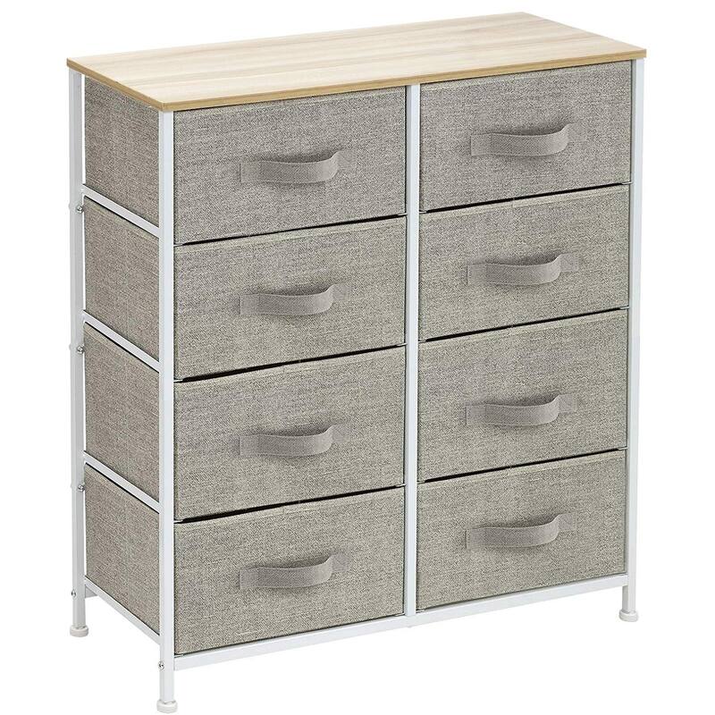 Modern Fabric and Metal 8-cubby Storage Tower