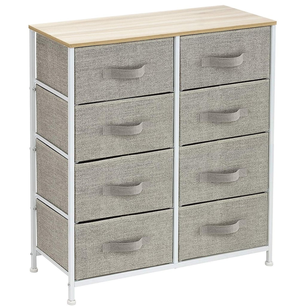 Modern Fabric and Metal 8-cubby Storage Tower