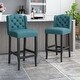 preview thumbnail 1 of 13, Foxwood Wingback Barstool (Set of 2) by Christopher Knight Home Teal + Dark Brown
