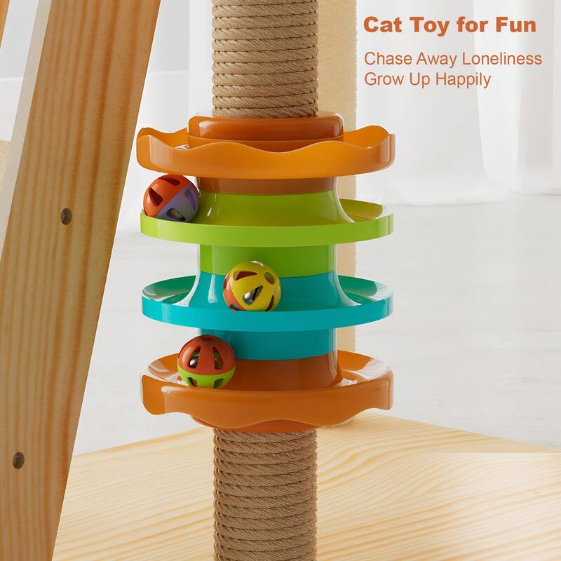 59" Modern Cat Tower, Wood Cat Tree Tower for Indoor Cats