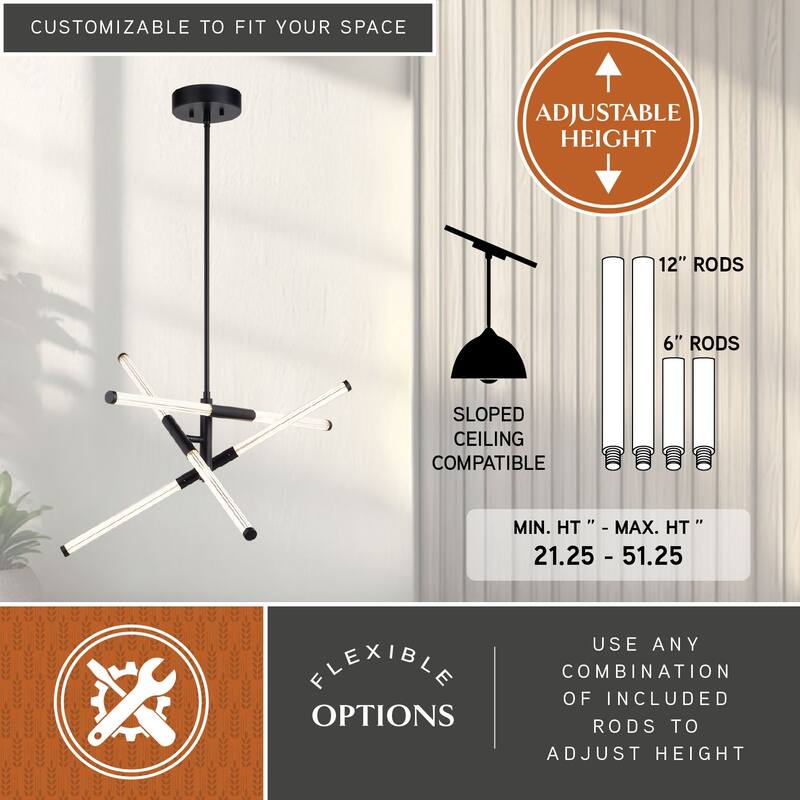 Avalon 3L LED Contemporary Pendant Light White Acrylic Adjustable Arms