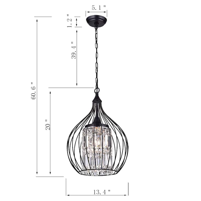 Acatia Round 3-Light Black Foyer Metal Pendant
