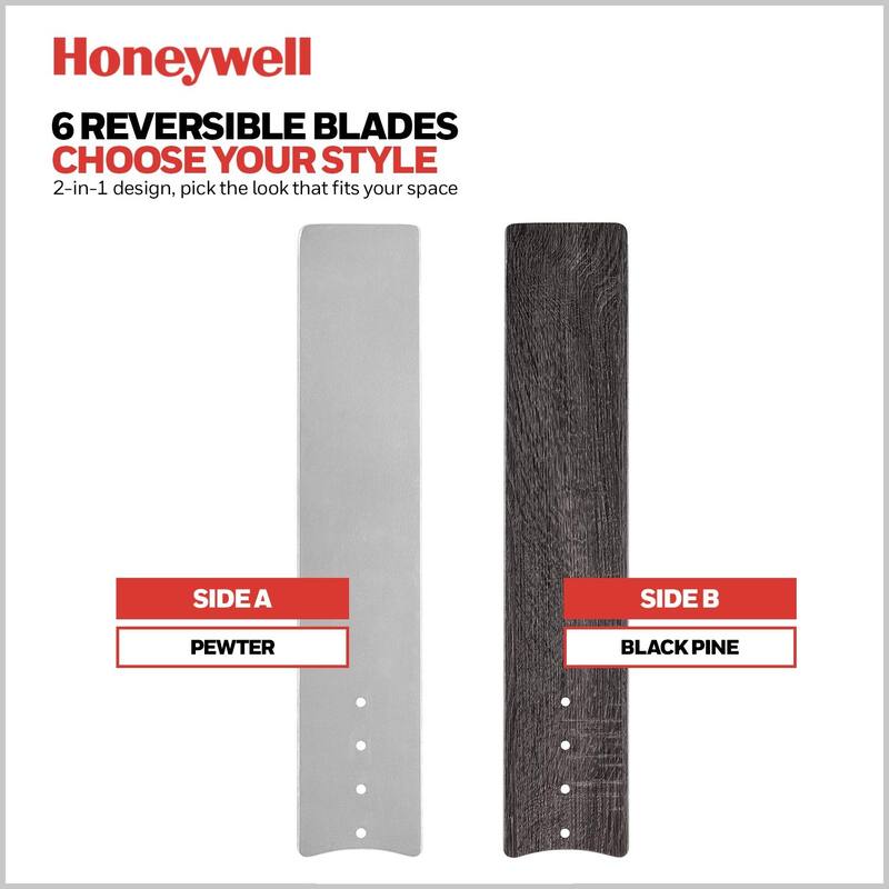 56" Honeywell Kaliza Pewter Indoor Modern LED Ceiling Fan with Light and Remote Control