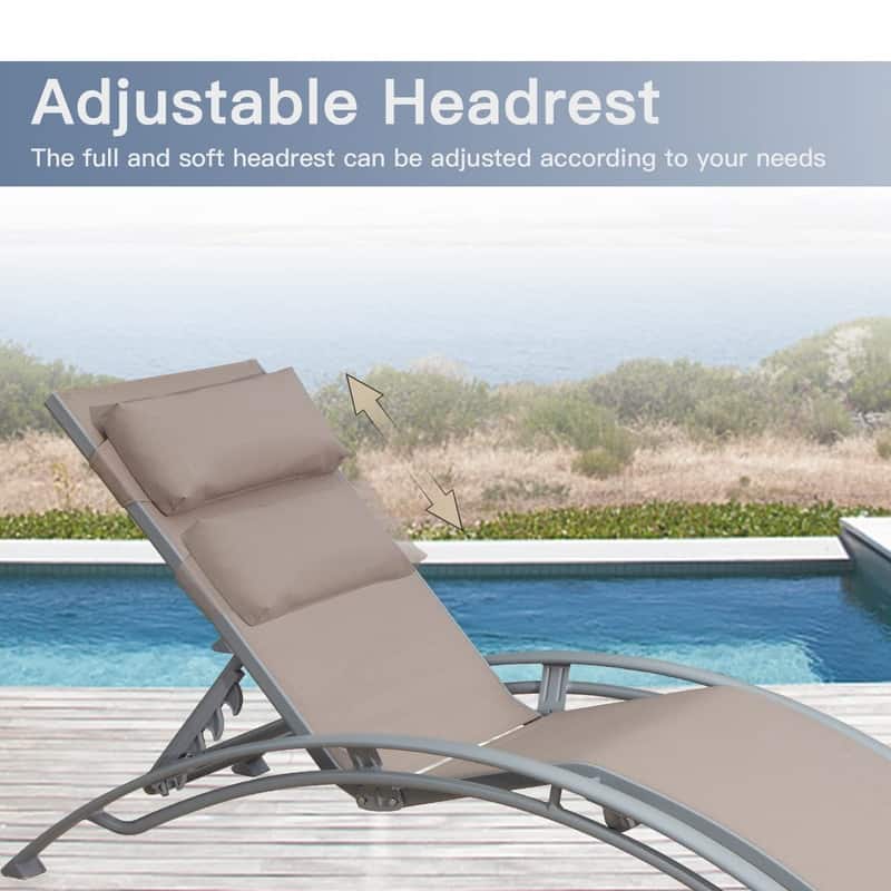 Domi Outdoor Living Aluminum Patio Chaise Lounge Set – Curved Design, Adjustable Positions, and Durable Construction - N/A