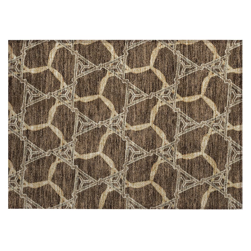 Machine Washable Indoor/ Outdoor Transitional Links Chantille Rug