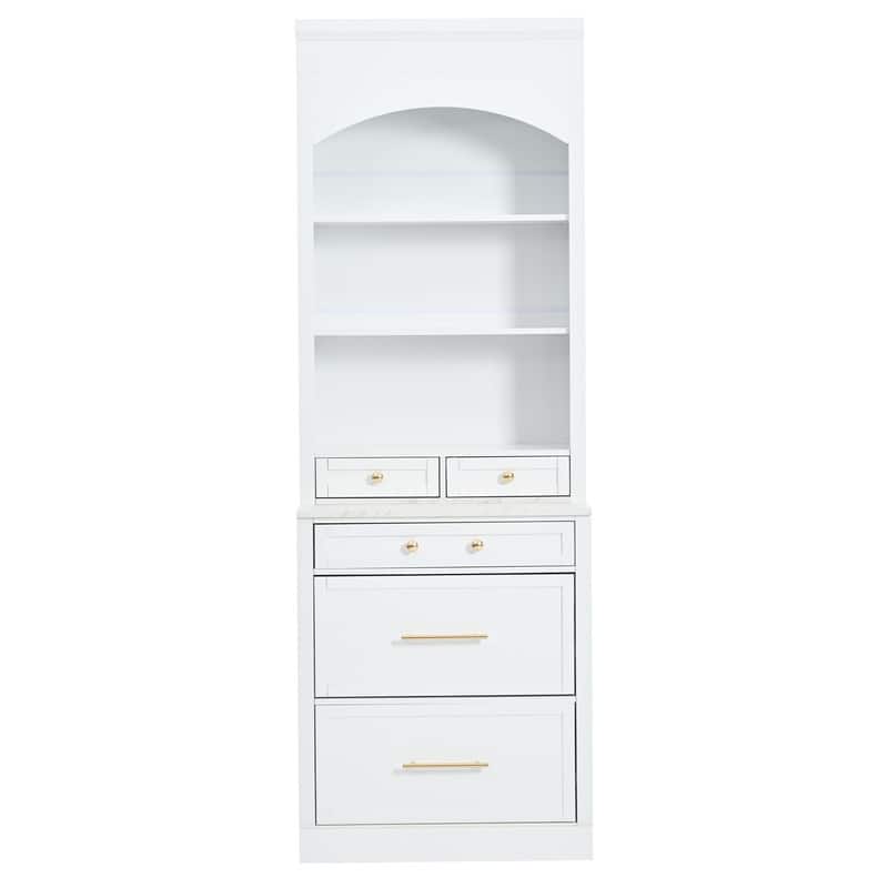 Freestanding Kitchen Pantry Cabinet Combo/Single Kitchen Pantry, Tall Kitchen Hutch with Storage Drawers and Adjustable Shelf
