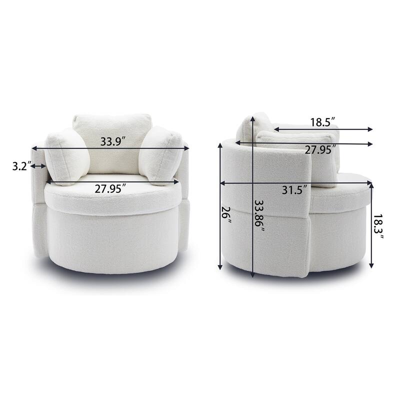 Teddy Fabric Swivel And Storage Chair With Back Cushion
