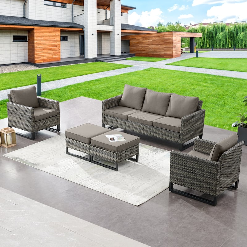 Gymojoy Patio Sofa Chair Set with Propane Fire Pit Table