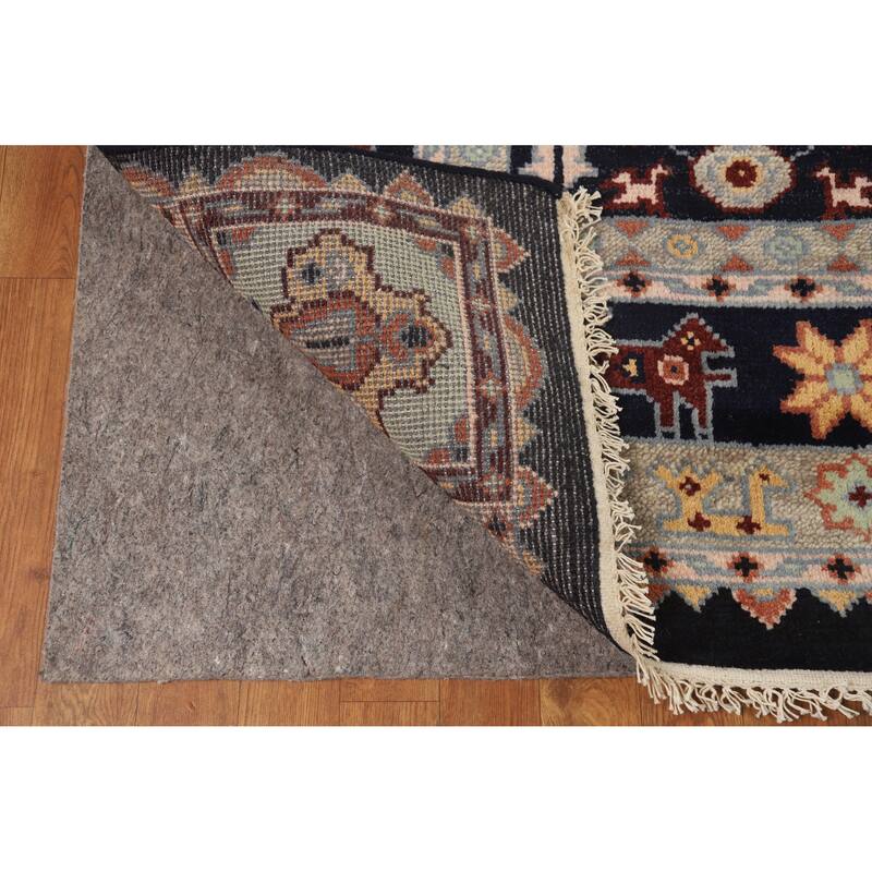 Hand Knotted Oriental 100% Wool Carpet Traditional Tribal Navy Blue & Blues Heriz (serapi) Area Rug - 9' 10'' X 8' 0''