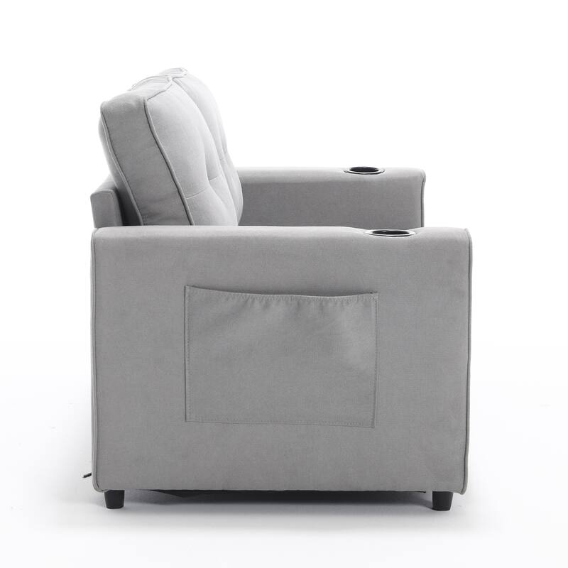 Versatile 3-in-1 Upholstered Futon Sofa Bed with Pull Out Sleeper and Multiple Functionalities