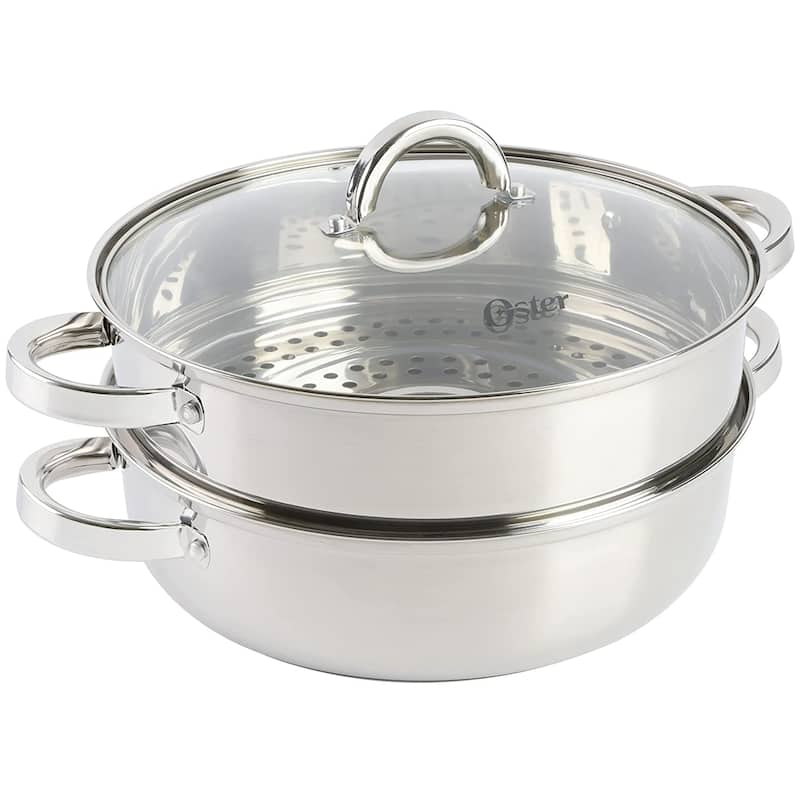 Oster 3 Piece 11" Stainless Steel Everyday Pan w/Steamer & Lid