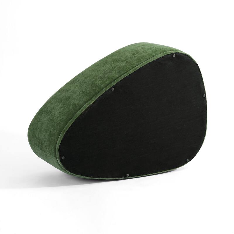 43" Rounded Triangle Upholstered Ottoman, Oversize Fabric Ottoman Footstool