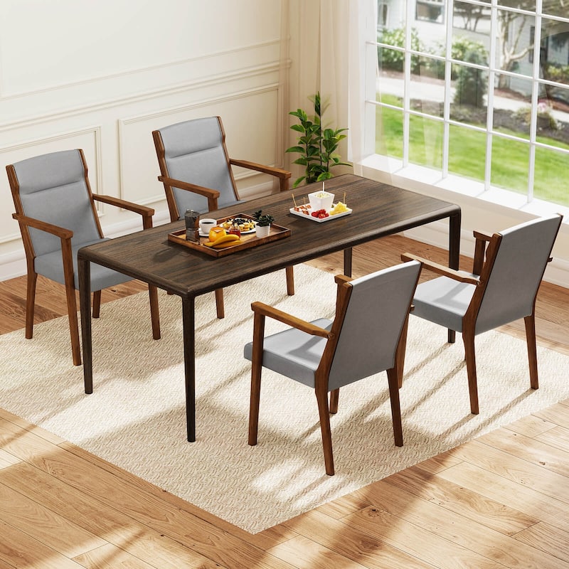 Costway 2/4 PCS Mid-Century Modern Dining Chairs Upholstered Wooden