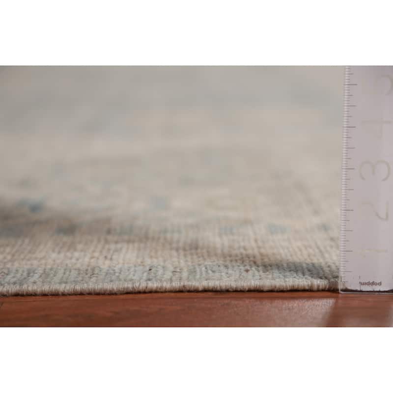 Hand Knotted Oriental 100% Wool Carpet Transitional All-Over Navy Blue & Blues Oushak Area Rug - 18' 6'' X 12' 4''