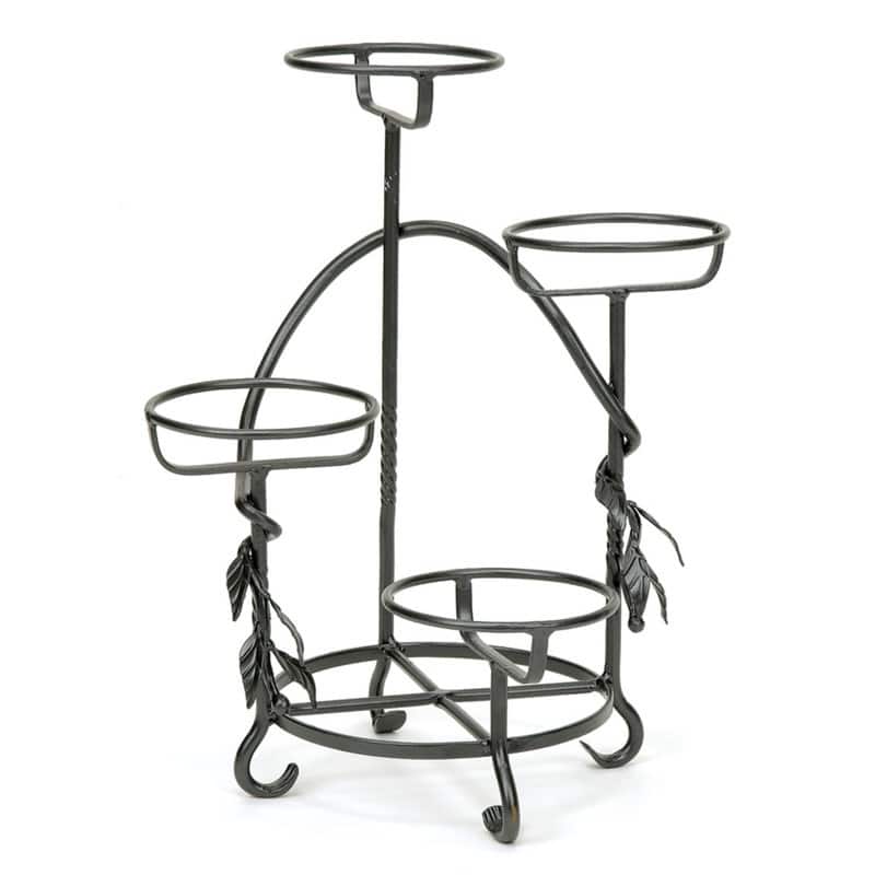 Achla Designs Indoor Outdoor Cascading Plant Stand for 4 Planters, 18 Inch Tall, Graphite Powder Coat Finish