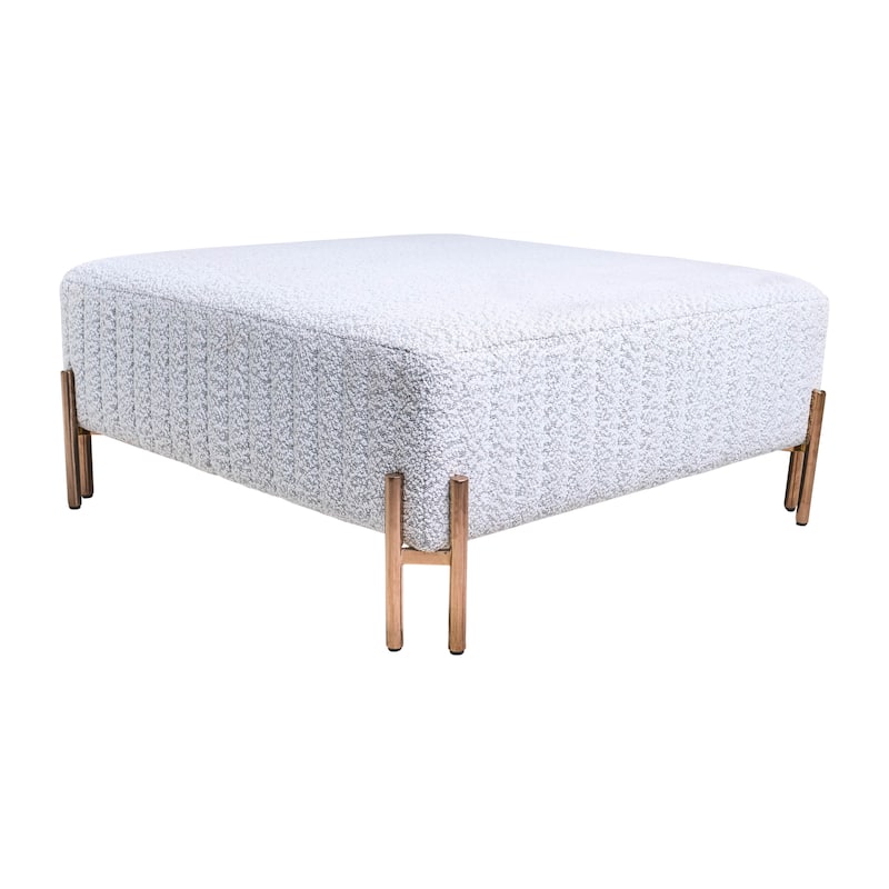 Sagebrook Home Modern Square Glam Upholstered Ottoman 18"H