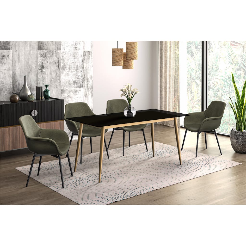 Zayle Dining Table with a 71" Rectangular Top and Gold Steel Base