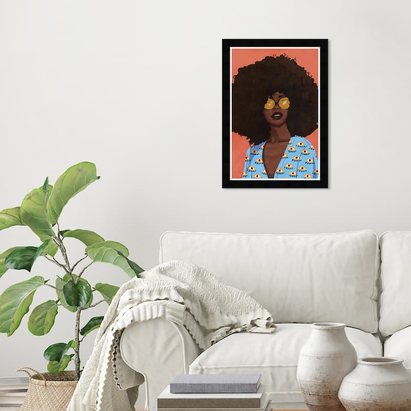 Wynwood Studio Prints Fashion and Glam Her Own Vibe Orange and Pumpkin Tropical Wall Art Canvas Print - Black