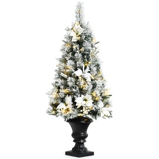Costway 4ft Pre-lit Snowy Christmas Entrance Tree w/ White Berries &